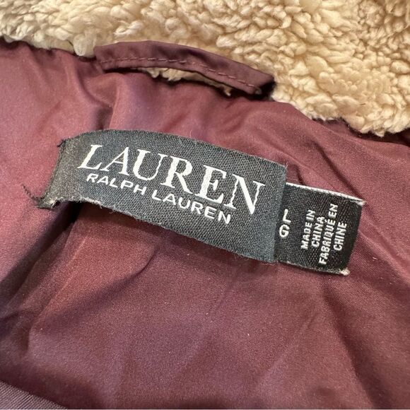Lauren Ralph Lauren Parka Coat Size Large Burgundy Mid Length *missing hood - Picture 9 of 16